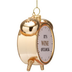 Елочная игрушка "Будильник. It's wine o'clock" 9 см