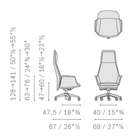 Кресло офисное Poltrona Frau Dowtown President, Mineral Blue