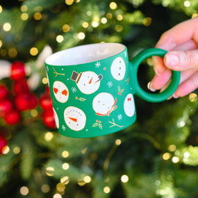 Кружка "Снеговики" 350 мл, зеленая