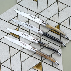 Набор ножей для стейка Laguiole en Aubrac, 4 шт, ручка - рог коровы Bos Taurus