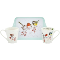 Набор кружек "Птицы" 180 мл на подносе, 3 предмета