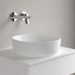 Раковина накладная Villeroy & Boch Antao 40х40, CeramicPlus, 4A7240RW, из TitanCeram, Stone White