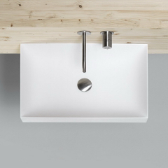 Раковина Antonio Lupi Stratos, 63х40х12, из Flumood, с клапаном, белый матовый