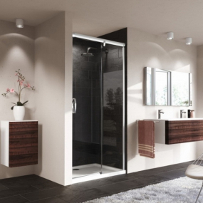 Раздвижная дверь Huppe Aura elegance 140х200 401516.087.322.730, односекционная, стекло 6 мм, профиль-матовое серебро