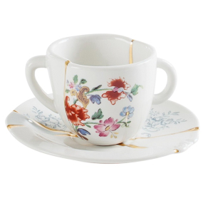 Чашка кофейная с блюдцем Kintsugi, декор 1