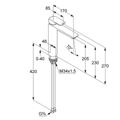 Смеситель для раковины Kludi Ameo 412960575, хром
