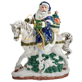 Фигурка "Санта на лошади в голубом кафтане" 19 см