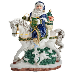 Фигурка "Санта на лошади в голубом кафтане" 19 см