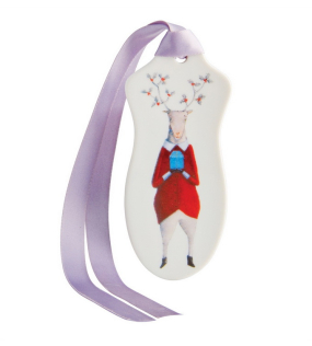 Елочная игрушка "Олень с подарком" 11,8х5,1 см