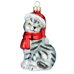 Елочная игрушка "Кот полосатый" 10 см 