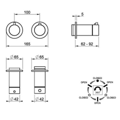 Внешняя часть Gessi Anello 63335.727 смесителя, термостат, на 3 режима, латунь матовая
