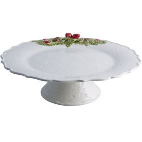 Блюдо для торта на ножке Coroa De Natal 35,5 см, белое