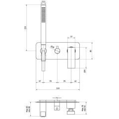 Смеситель для душа iB Rubinetti Wave EWA314NP, комплект, черный матовый