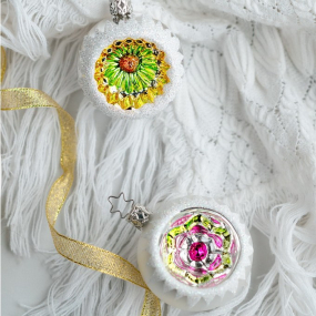 Елочный шар "Орнамент" 6 см, цвет серебро