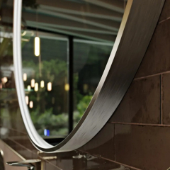 Зеркало Mebelvann Sanrey 100х100, с подсветкой, серебристая рама