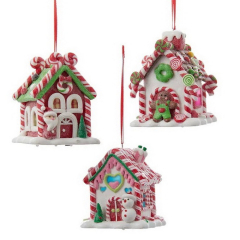 Игрушка на елку "Домик из сладостей" 9 см, в ассортименте