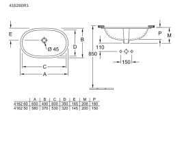 Раковина встраиваемая Villeroy & Boch O.Novo 60х35, CeramicPlus, 416260R1