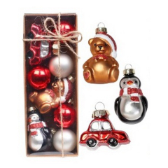 Набор елочных игрушек "Медведь, пингвин, машина" 3-5,5 см, 8 шт