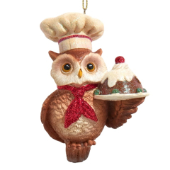 Елочная игрушка "Сова-повар" 8,9 см Елочная игрушка "Сова-повар" 8,9 см