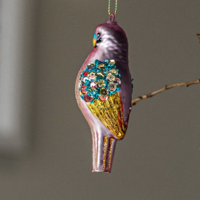 Игрушка на елку "Попугай розовый" 11,5 см