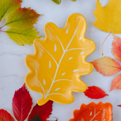 Блюдо-лист Relief Foglie 25х17х3 см, желтое