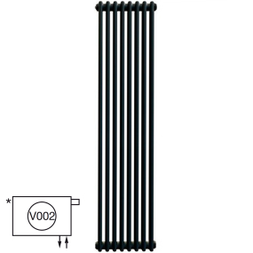 Радиатор Zehnder Сharleston 2180-8, 179х39, 1/2, V001 (V002), с термовентилем, черный