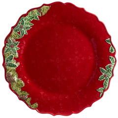 Блюдо сервировочное Coroa De Natal 35,5 см, красное