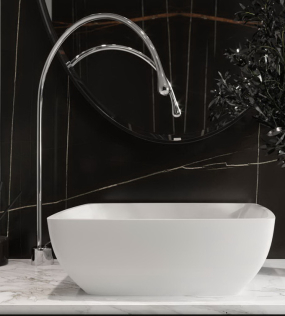 Раковина Holbi Titan SR 60х36, из Soft Rock, белая матовая, с клапаном