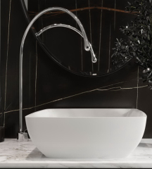 Раковина Holbi Titan SR 60х36, из Soft Rock, белая матовая, с клапаном