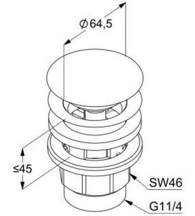 Слив для раковины с клапаном Kludi Universale 1042639-00