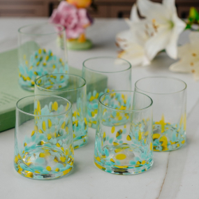 Набор стаканов Glass Venezia 300 мл, 6 шт, бирюзовый/желтый