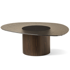 Стол Calligaris Mushroom 110х87, стекло, Smoke / Bronze