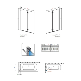 Шторка для ванны Radaway Nes 100х200, левая, прозрачное стекло 6 мм, брашированный никель