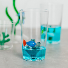 Бокал лонгдринк Marine Garden 450 мл, голубая рыба и аквамариновая водоросль
