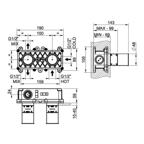 Внутренняя часть Gessi Parti Incasso 54073.239 смесителя