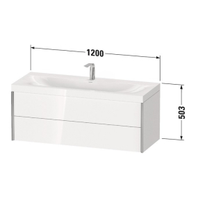 Тумба с раковиной Duravit XViu 120х50, графит матовый, черный профиль