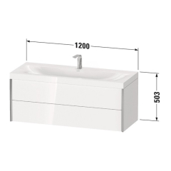 Тумба с раковиной Duravit XViu 120х50, графит матовый, черный профиль