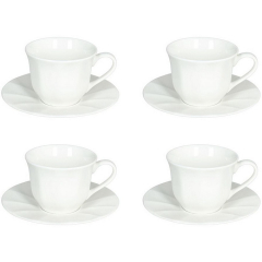 Набор чашек чайных с блюдцами Queen Bianco 220 мл, 8 предметов