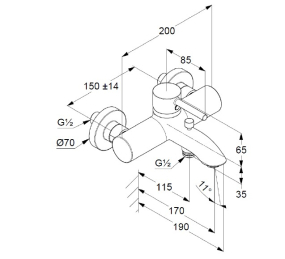 Смеситель для ванны Kludi Bozz 386913976, черный матовый