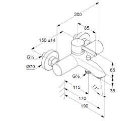 Смеситель для ванны Kludi Bozz 386913976, черный матовый
