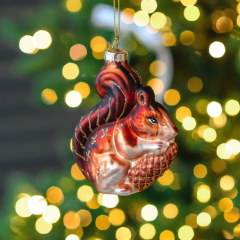 Елочная игрушка "Белка с шишкой" 11 см