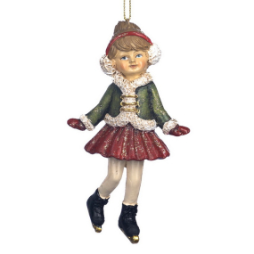 Елочная игрушка "Девочка в зимних наушниках на коньках" 12,5 см