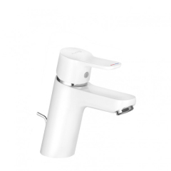 Смеситель для раковины Kludi Pure&Easy 373829165, с клапаном, белый/хром