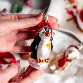 Новогодняя игрушка "Пингвин-Санта" 10,5 см