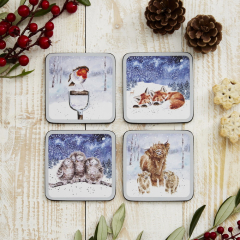 Набор подставок под кружку Wrendale Designs X-mas 10,5х10,5 см, 4 шт