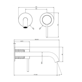 Внешняя часть Gessi 316 54186.239 смесителя для раковины, брашированная сталь