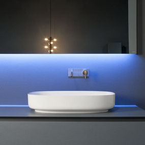 Раковина Antonio Lupi Bolo, 63х40, из Flumood, с клапаном, белый матовый