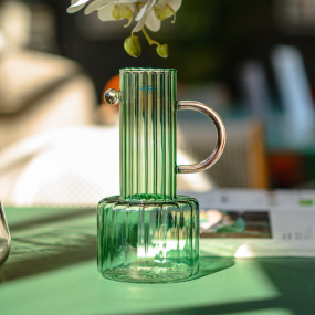 Ваза Glass Design Art 24 см, цвет зеленый/розовый