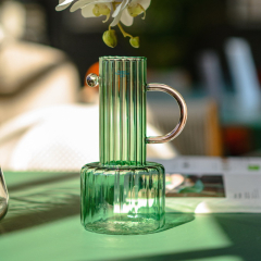 Ваза Glass Design Art 24 см, цвет зеленый/розовый