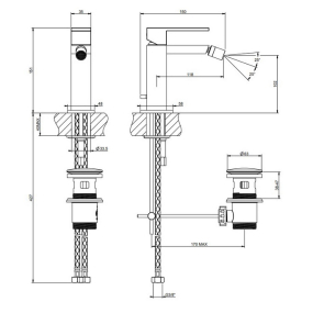 Смеситель для биде Gessi Rettangolo 20007.149, никель матовый